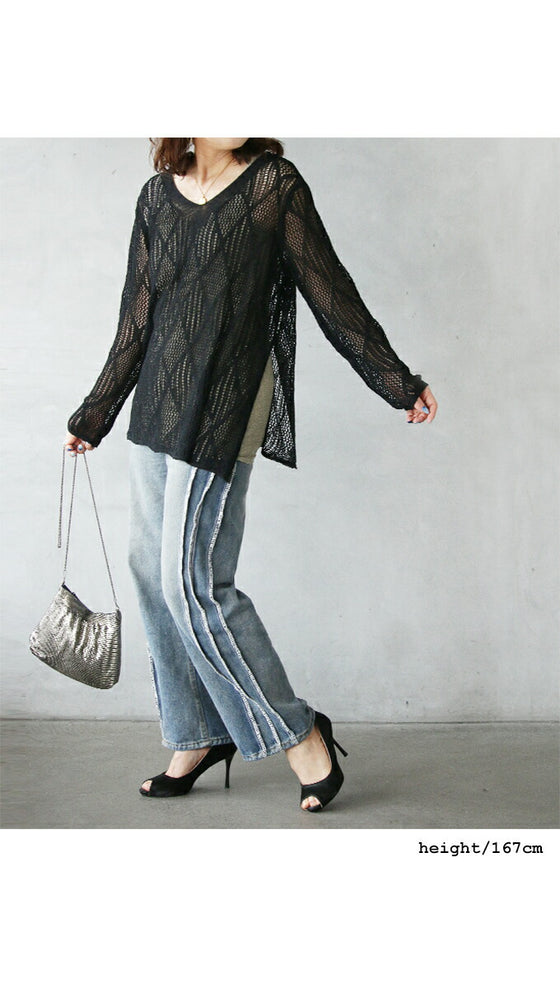 ダイヤ柄シアートップス