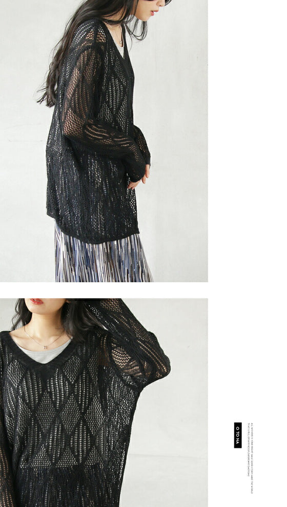 ダイヤ柄シアートップス