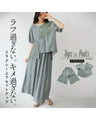 A relaxed top and bottom set that's not too rough or too formal
