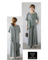 A relaxed top and bottom set that's not too rough or too formal