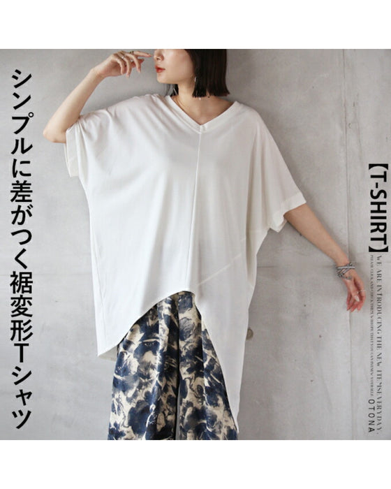 シンプルに差がつく裾変形Tシャツ トップス