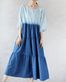 A cute and casual gradient dungaree tiered dress