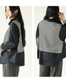 Mixed material docking shirt top