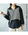 Mixed material docking shirt top