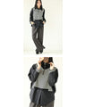 Mixed material docking shirt top