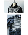 Mixed material docking shirt top