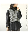 Mixed material docking shirt top