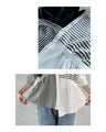 A mixed shirt top with a striking pattern