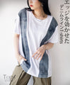 エッジを効かせたデニムラインTシャツ トップス