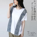 エッジを効かせたデニムラインTシャツ トップス