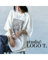 スタッズ＆立体ロゴ ロックな煌めきで差のつく大人カジュアルTシャツ