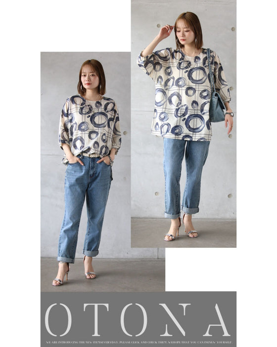 水彩アート柄シャツ トップス