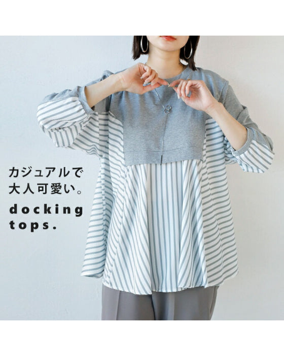 カジュアルで大人可愛いドッキングトップス