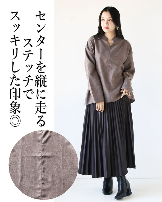 シンプルだけどリッチ感増す。スウェード調 着回しトップス