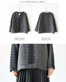 A textured knit top with lace ribbon for a mature and cute look