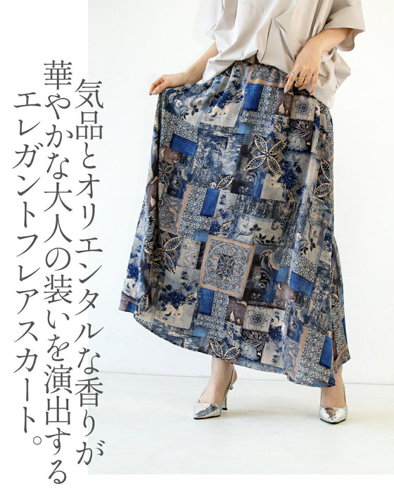 品のあるオトナ柄を楽しめるフレアスカート