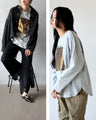 Foil print tops that make long-sleeved T-shirts more mature