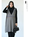 Classic houndstooth knit tunic dress