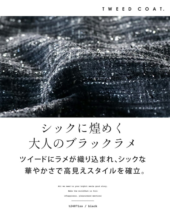 A classy coat made of sparkling tweed