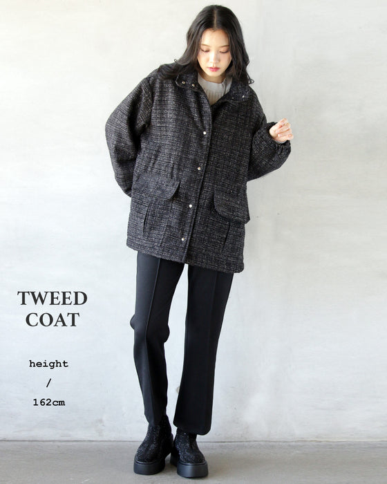 A classy coat made of sparkling tweed