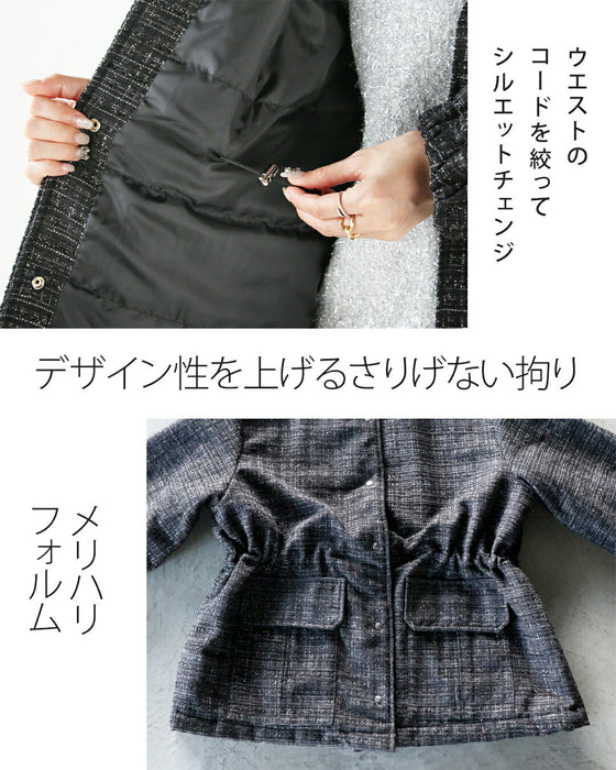 A classy coat made of sparkling tweed