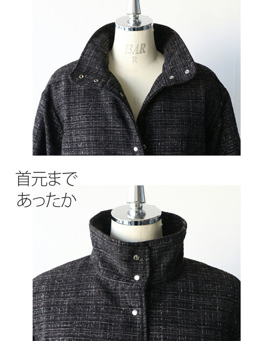 A classy coat made of sparkling tweed