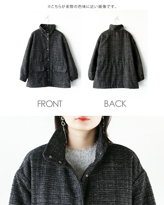 A classy coat made of sparkling tweed