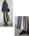 A striped knit skirt that hides your skin neatly and makes you look slimmer!