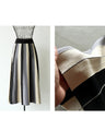 A striped knit skirt that hides your skin neatly and makes you look slimmer!