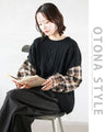 Easy and stylish knit and check docking shirt