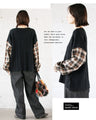 Easy and stylish knit and check docking shirt