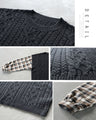 Easy and stylish knit and check docking shirt