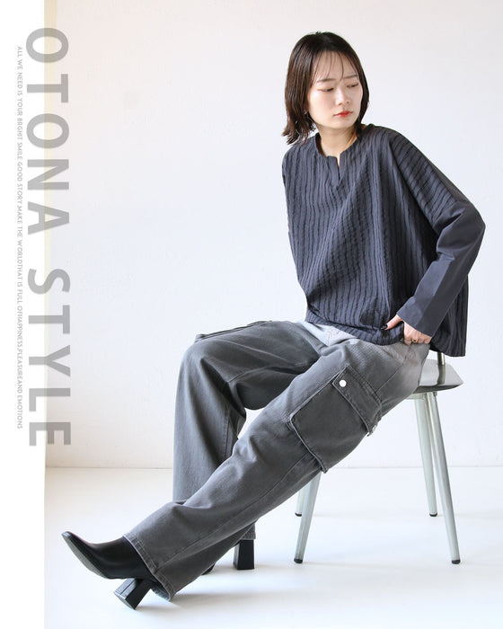 モードにシャレる。流れるストライプシャカシャカトップス