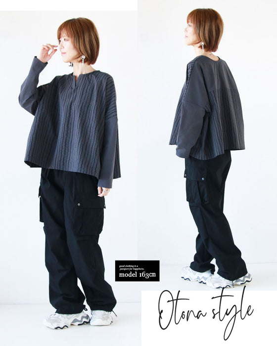 モードにシャレる。流れるストライプシャカシャカトップス
