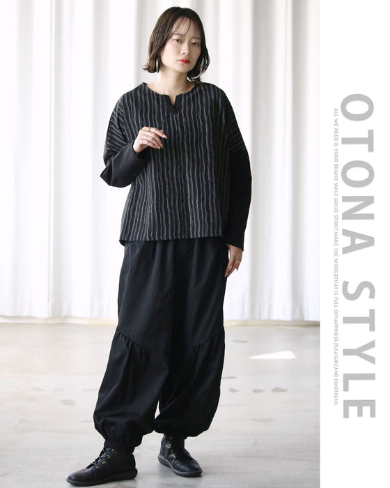 モードにシャレる。流れるストライプシャカシャカトップス