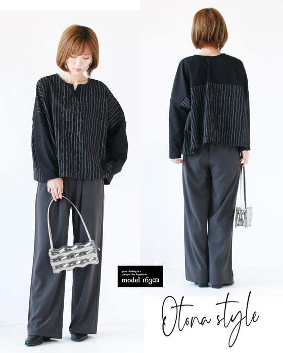 モードにシャレる。流れるストライプシャカシャカトップス