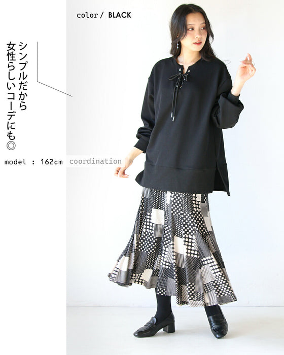 こなれ編み上げ トップス