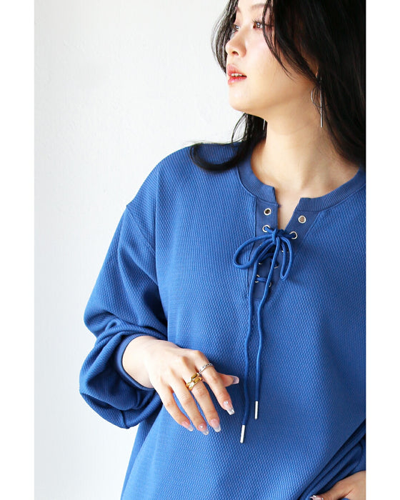 こなれ編み上げ トップス