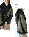 Sweatshirt x quilting mixed material docking hoodie