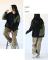 Sweatshirt x quilting mixed material docking hoodie