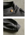 Stand-up collar with gold buttons for a comfortable fit