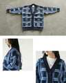 A checkered cardigan with fluffy lines that will make you fall in love at first sight
