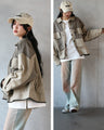Brown beige denim jacket for adults