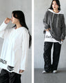 A hoodie with logo and distressed accents to brush up your style