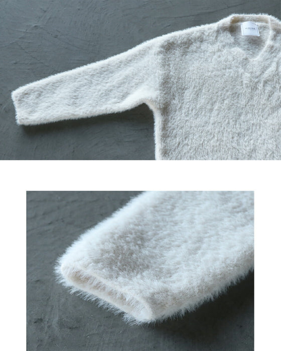 Fluffy and smooth shaggy knit top