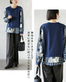 For an eye-catching look. A top with a layered look made from different materials