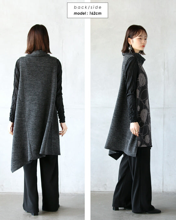 浮き立つドット 異素材変形チュニックベスト