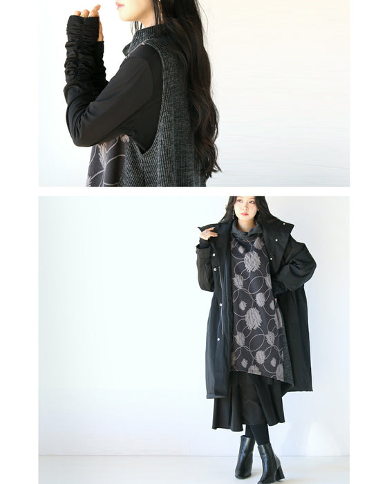 浮き立つドット 異素材変形チュニックベスト