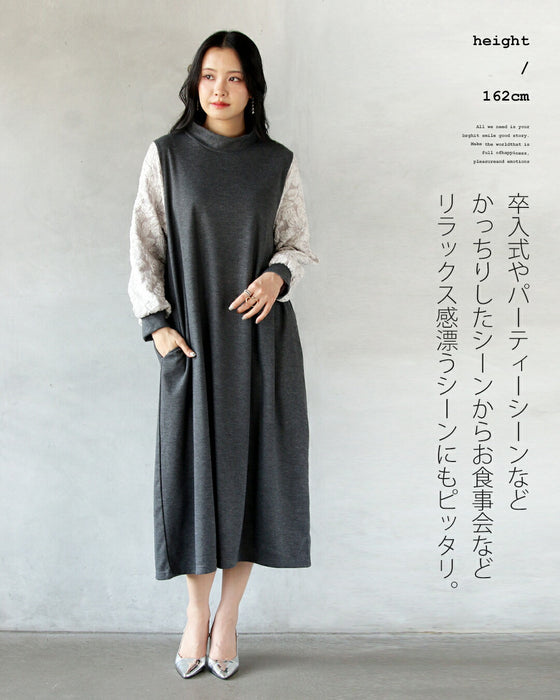 気品と可愛さ両方叶える立体フラワースリーブワンピ―ス