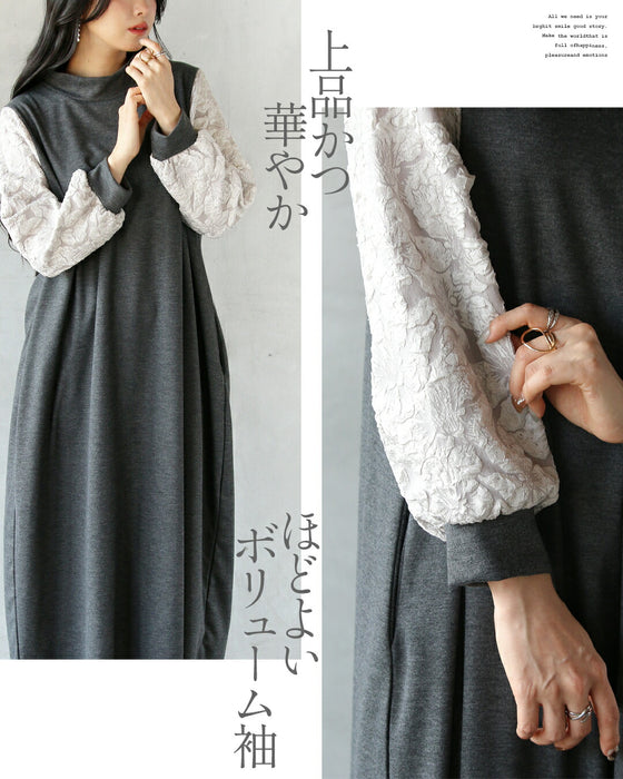 気品と可愛さ両方叶える立体フラワースリーブワンピ―ス